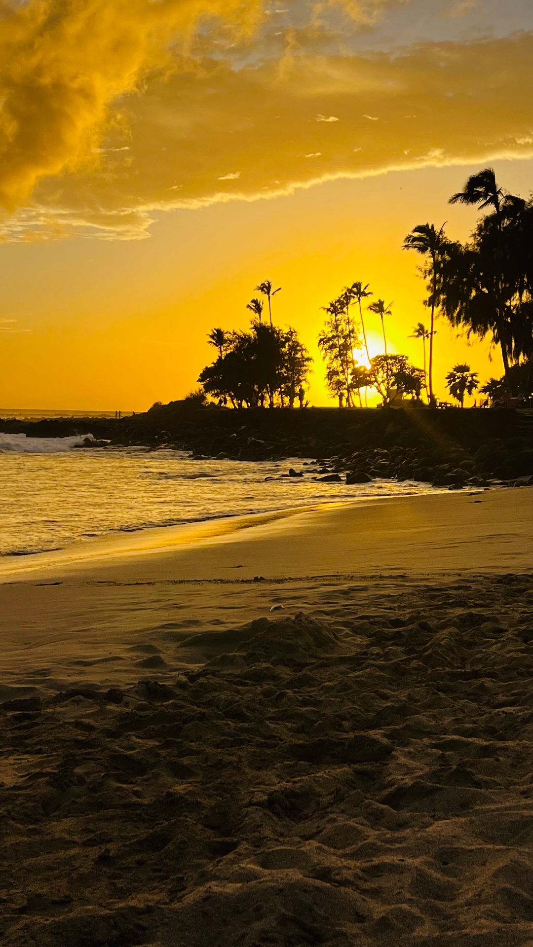 Golden sunset over a Hawaiian beach